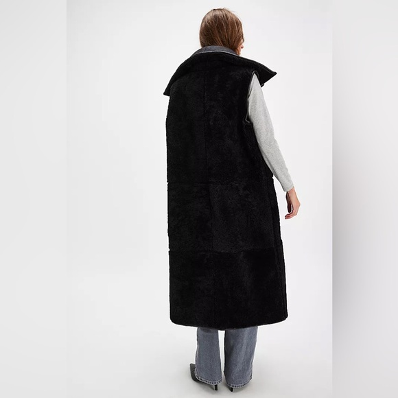 New Free People x Nicholas K Black Himalaya Sheep Fur Long Vest Coat Jacket sz M - Picture 3 of 16